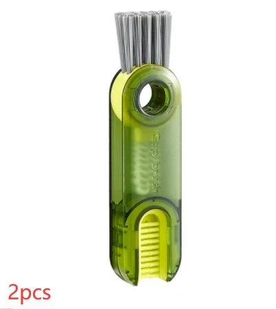 3-in-1 Compact Bottle Cleaning Brush Set with spiral brush, bevel corner brush, and sponge attachment for effortless cleaning of bottles, cups, and hard-to-reach areas