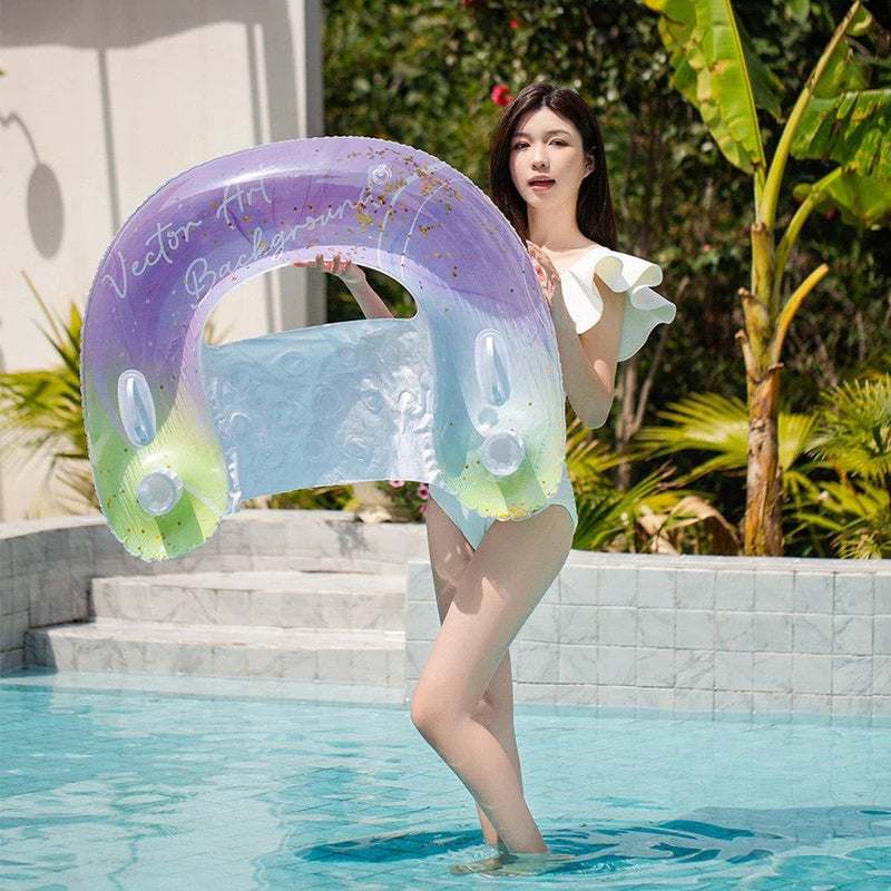 Hhomeenjoy Inflatable Water Hammock Leisure Bed with Dual Handles and Cup Holders