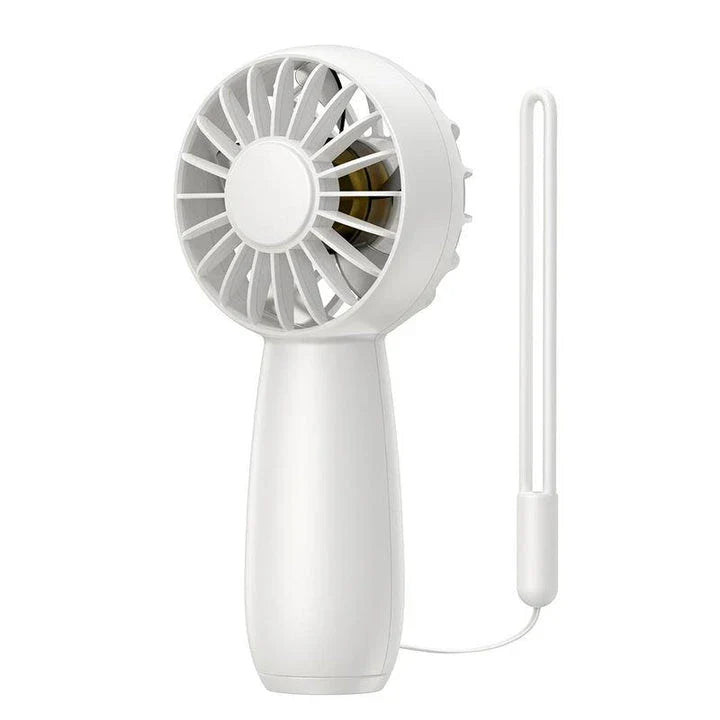 Mini Portable USB Electric Fan with three-speed settings, rechargeable battery, and lightweight, compact design