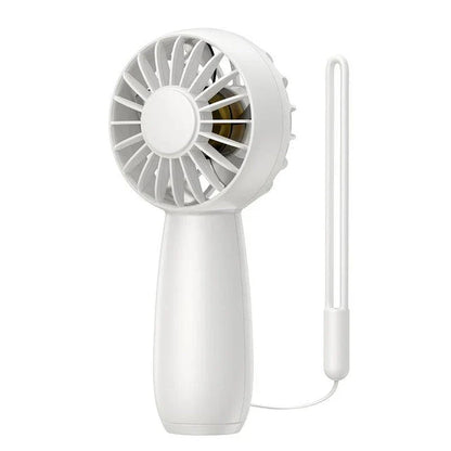 Mini Portable USB Electric Fan with three-speed settings, rechargeable battery, and lightweight, compact design