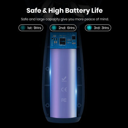 Mini Portable USB Electric Fan with three-speed settings, rechargeable battery, and lightweight, compact design