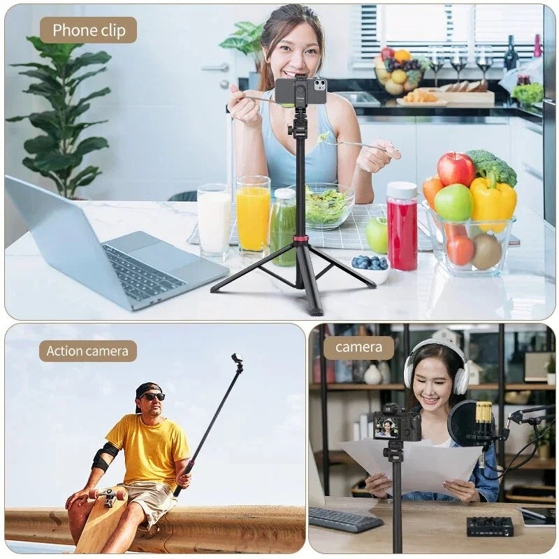 Professional Extendable Tripod for DSLR and Mirrorless Cameras with Adjustable Height and Compact Design