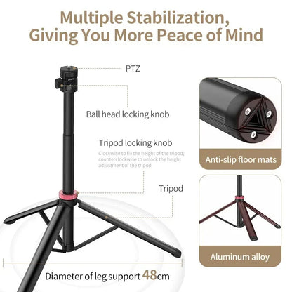 Professional Extendable Tripod for DSLR and Mirrorless Cameras with Adjustable Height and Compact Design