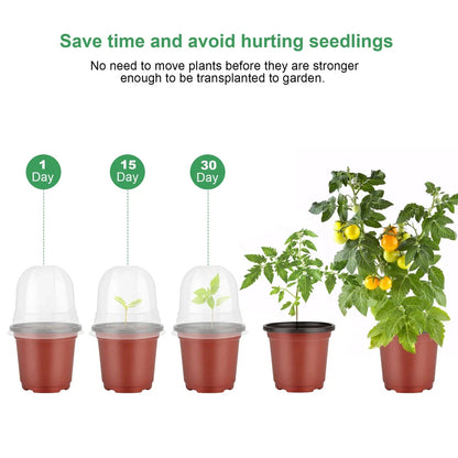4-inch plant nursery pots with clear humidity domes for seed starting, cuttings, and small plant growth