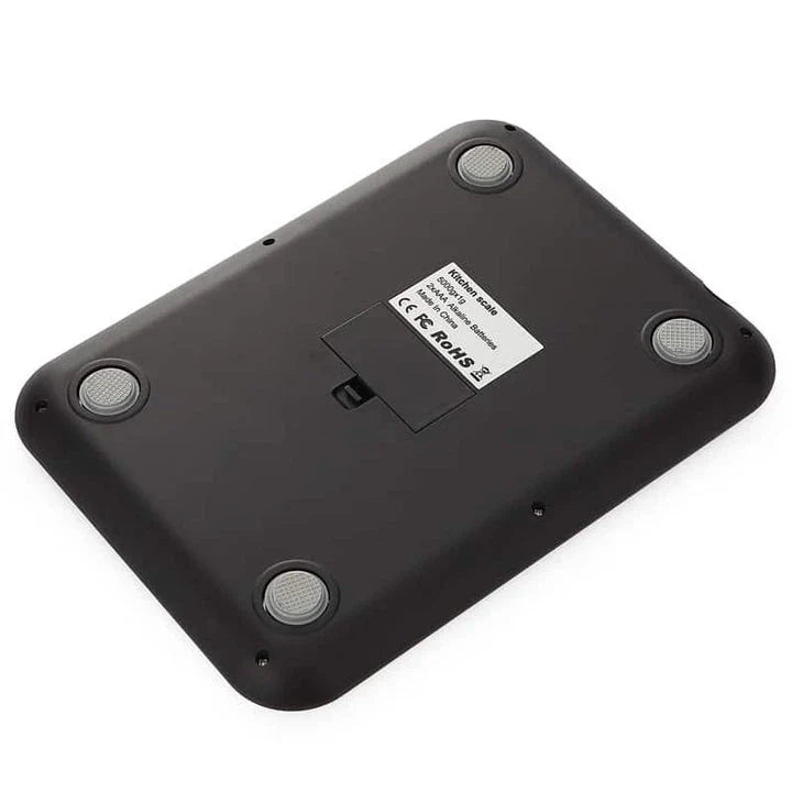 Multifunctional digital food scale with stainless steel and ABS construction, featuring accurate measurements and a sleek, modern design.