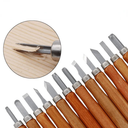 Premium alloy steel carving knife set for beginners, featuring 12 versatile tools for wood carving projects