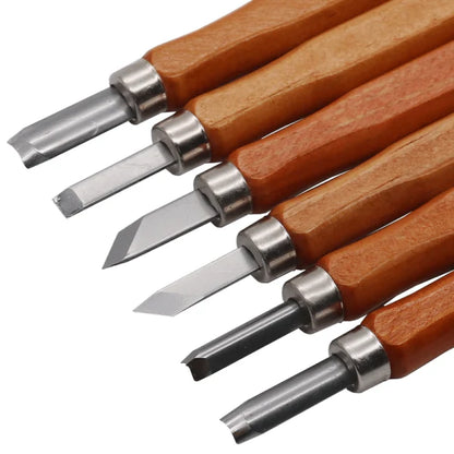 Premium alloy steel carving knife set for beginners, featuring 12 versatile tools for wood carving projects