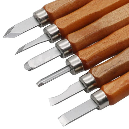 Premium alloy steel carving knife set for beginners, featuring 12 versatile tools for wood carving projects