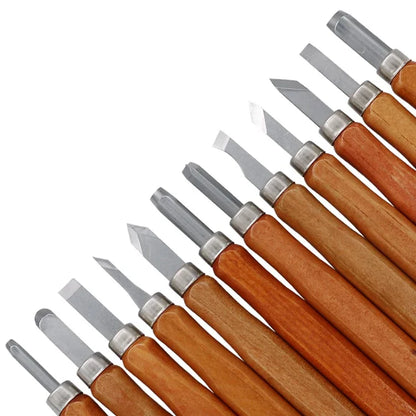 Premium alloy steel carving knife set for beginners, featuring 12 versatile tools for wood carving projects