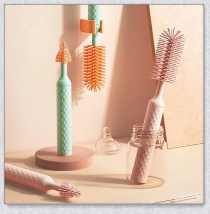 Rechargeable baby bottle cleaning brush set with powerful motor and long-lasting battery for effortless cleaning of feeding accessories