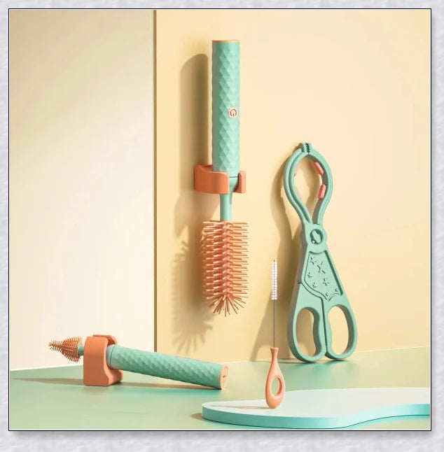 Rechargeable baby bottle cleaning brush set with powerful motor and long-lasting battery for effortless cleaning of feeding accessories