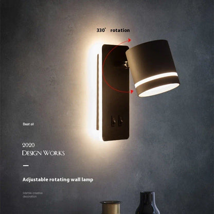 A modern, minimalist LED reading lamp with a Nordic-inspired design, perfect for bedside use in a hotel or home bedroom.