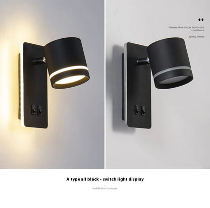 A modern, minimalist LED reading lamp with a Nordic-inspired design, perfect for bedside use in a hotel or home bedroom.