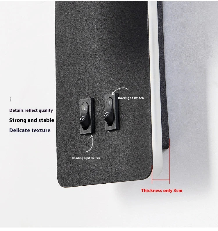 A modern, minimalist LED reading lamp with a Nordic-inspired design, perfect for bedside use in a hotel or home bedroom.