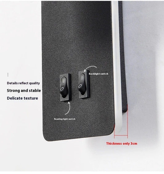 A modern, minimalist LED reading lamp with a Nordic-inspired design, perfect for bedside use in a hotel or home bedroom.