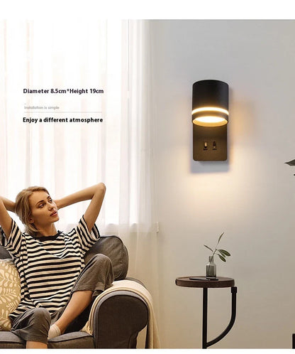 A modern, minimalist LED reading lamp with a Nordic-inspired design, perfect for bedside use in a hotel or home bedroom.