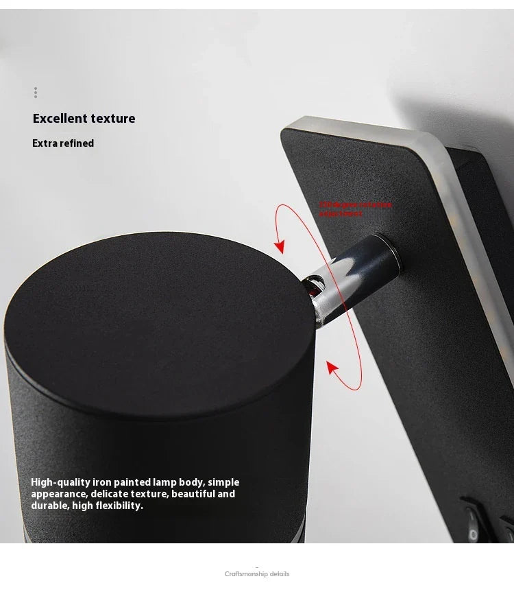 A modern, minimalist LED reading lamp with a Nordic-inspired design, perfect for bedside use in a hotel or home bedroom.