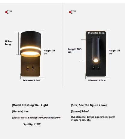 A modern, minimalist LED reading lamp with a Nordic-inspired design, perfect for bedside use in a hotel or home bedroom.