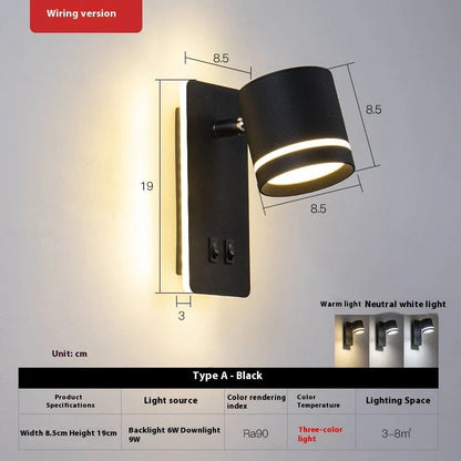 A modern, minimalist LED reading lamp with a Nordic-inspired design, perfect for bedside use in a hotel or home bedroom.