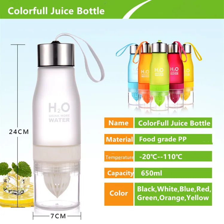 H2O Fruit Infusion Water Bottle with interchangeable infuser for customized hydration