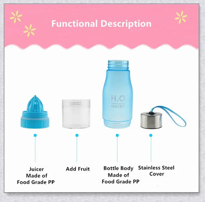 H2O Fruit Infusion Water Bottle with interchangeable infuser for customized hydration