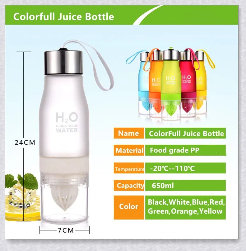 H2O Fruit Infusion Water Bottle with interchangeable infuser for customized hydration