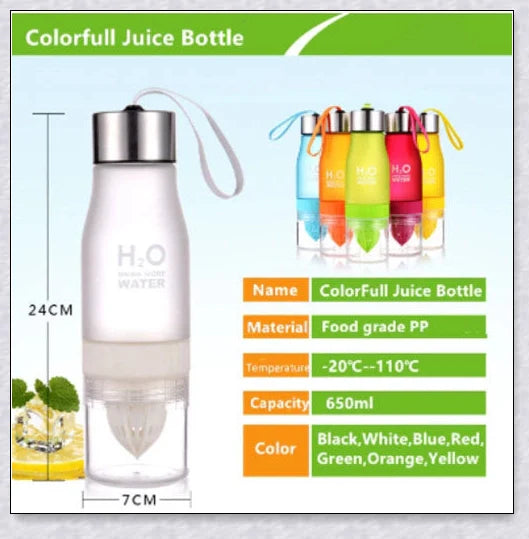 H2O Fruit Infusion Water Bottle with interchangeable infuser for customized hydration