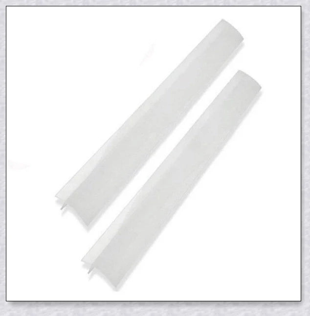 Stove Counter Gap Covers in different colors - clear, black, and white silicone covers that fill the space between stove and counter.