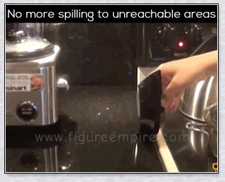 Stove Counter Gap Covers in different colors - clear, black, and white silicone covers that fill the space between stove and counter.