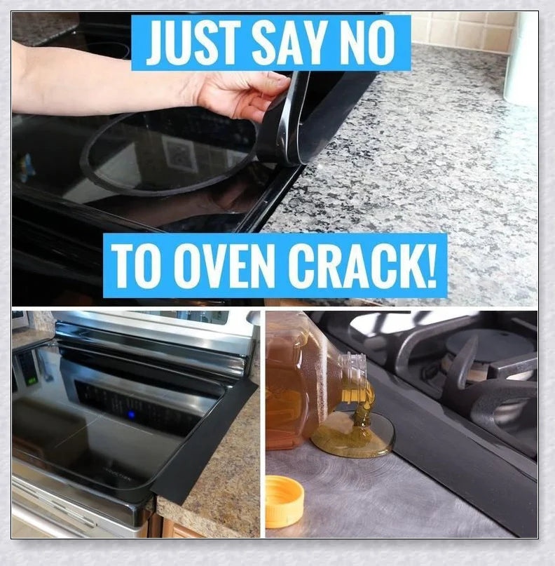 Stove Counter Gap Covers in different colors - clear, black, and white silicone covers that fill the space between stove and counter.