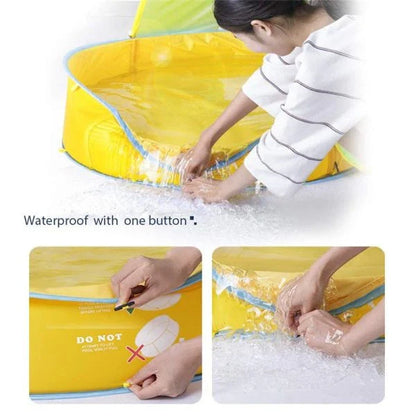 A premium beach tent with UV 50+ protection, designed for safe and comfortable outdoor play for babies and toddlers.