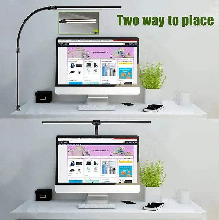 Double Head 24W LED Architect Desk Lamp with Adjustable Height, Dimmable Settings, and 5 Color Modes
