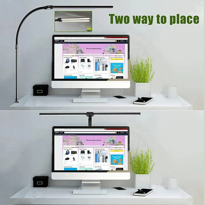 Double Head 24W LED Architect Desk Lamp with Adjustable Height, Dimmable Settings, and 5 Color Modes
