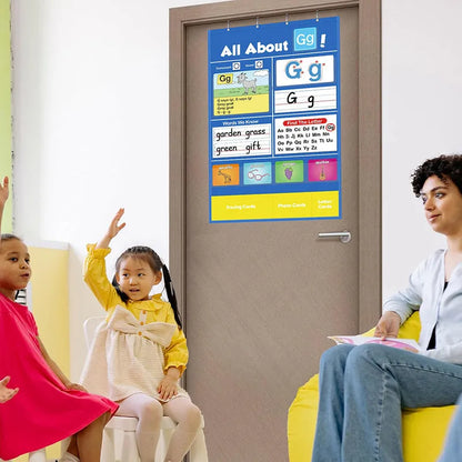 60x40cm learning chart with alphabet cards in sleeve for home education