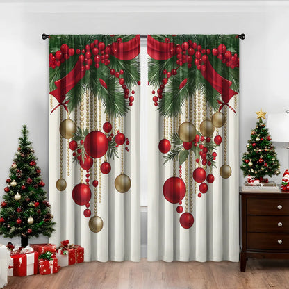 3D digital printed Christmas curtains with festive pattern, available in two sizes with high sunshade function
