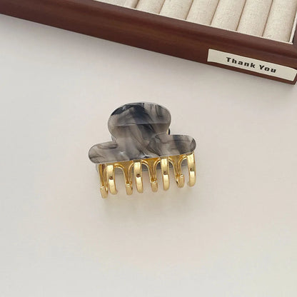 Retro acetate geometric hair barrettes with metal grip closure in medium size