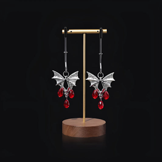 Silver bat nipple clamp with ruby design and adjustable spring mechanism