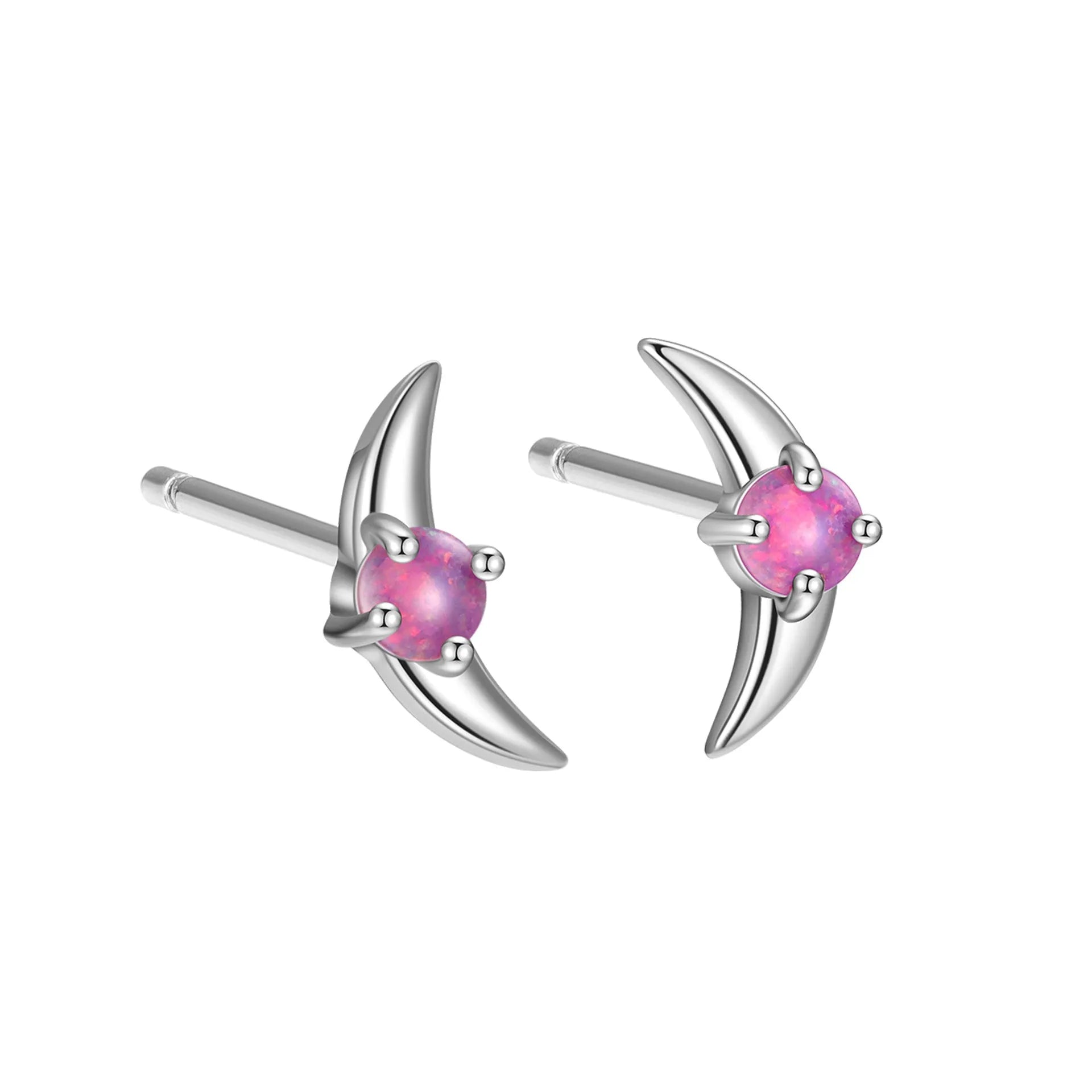 925 silver geometric women's earrings with electroplated finish and stone accents in blue, purple, or white