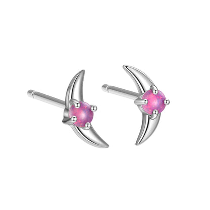 925 silver geometric women's earrings with electroplated finish and stone accents in blue, purple, or white