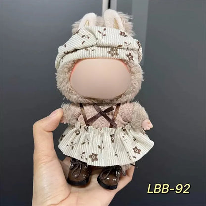 Plastic costume for 17cm vinyl doll in style LBB100 with size chart for fit guidance