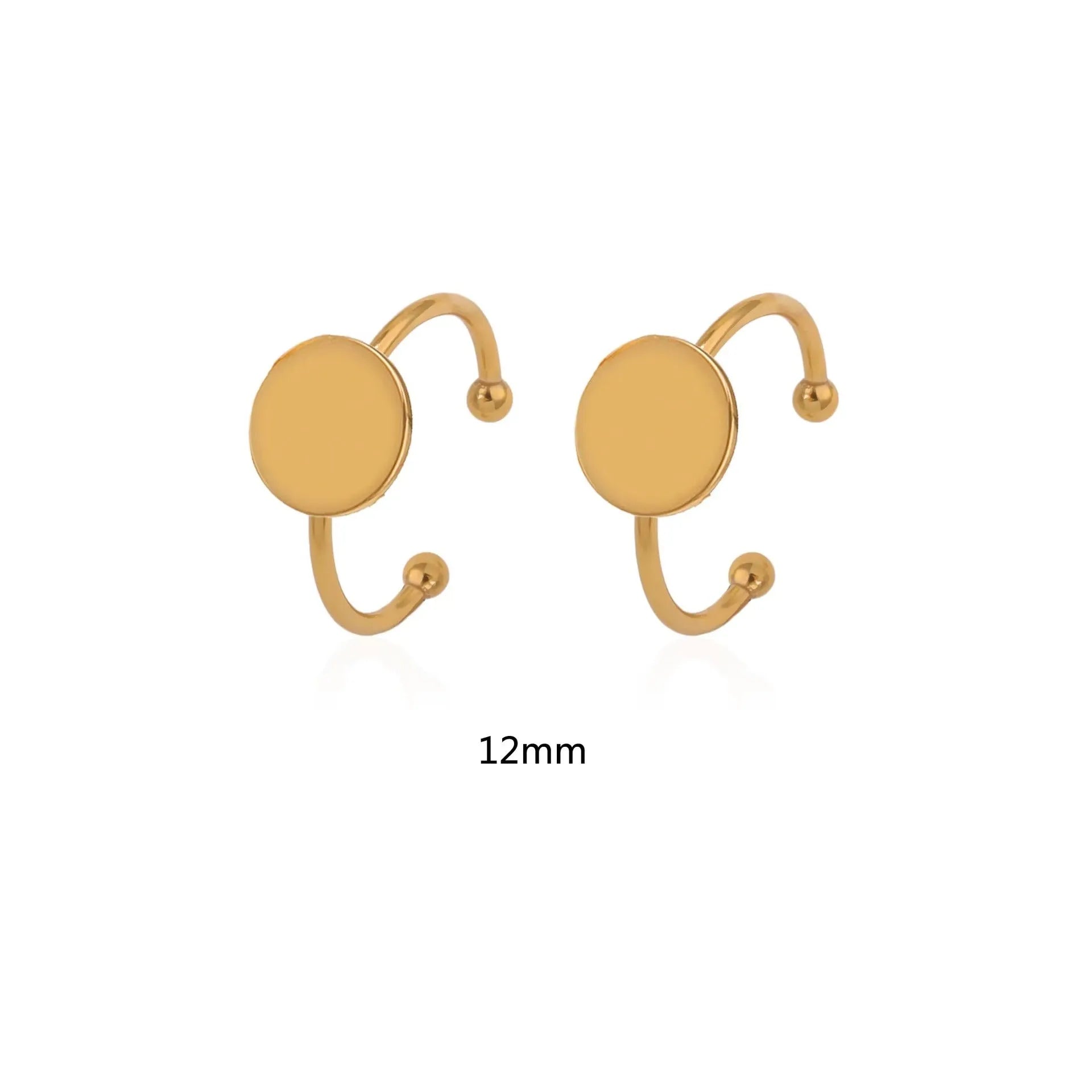Stainless steel DIY ring setting with electroplated gold finish and totem pattern decoration