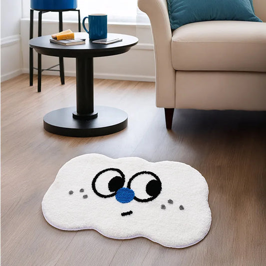 Cartoon anime pattern bathroom mat in cashmere-like polyester fibre showing colour options and size variations