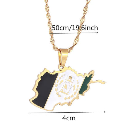 Stainless steel map necklace in gold or silver with electroplated finish, casual unisex necklace design
