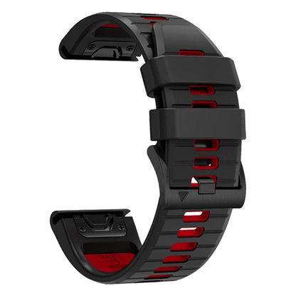 Two-colour quick release silicone strap for Garmin Fenix watches in Army Green Black and other colour options.