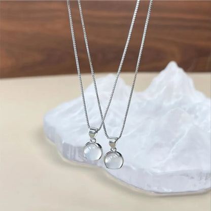 Women's adjustable oval pendant necklace with 21-50cm electroplated chain and artificial crystal