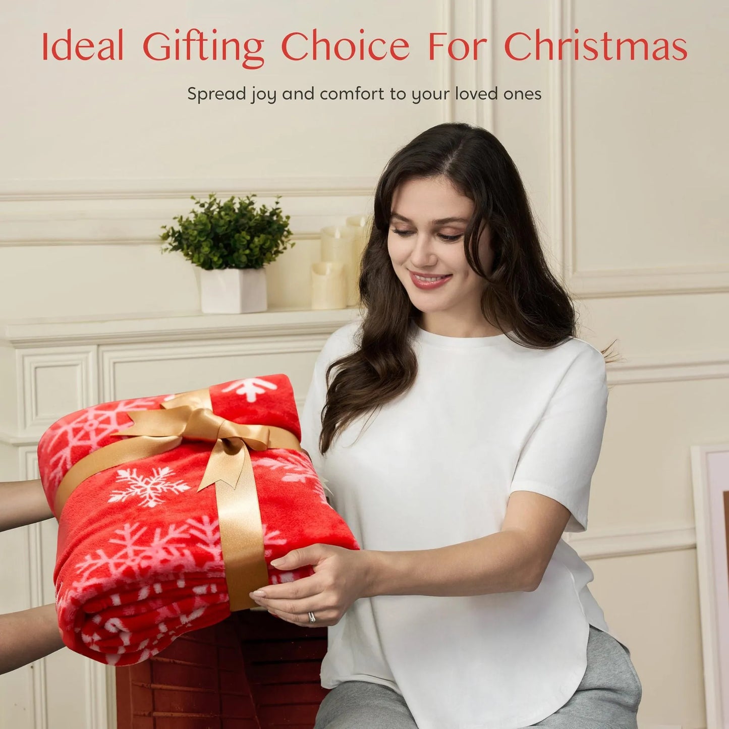 Soft flannel Christmas blanket in American-style design, available in multiple sizes for beds and sofas.