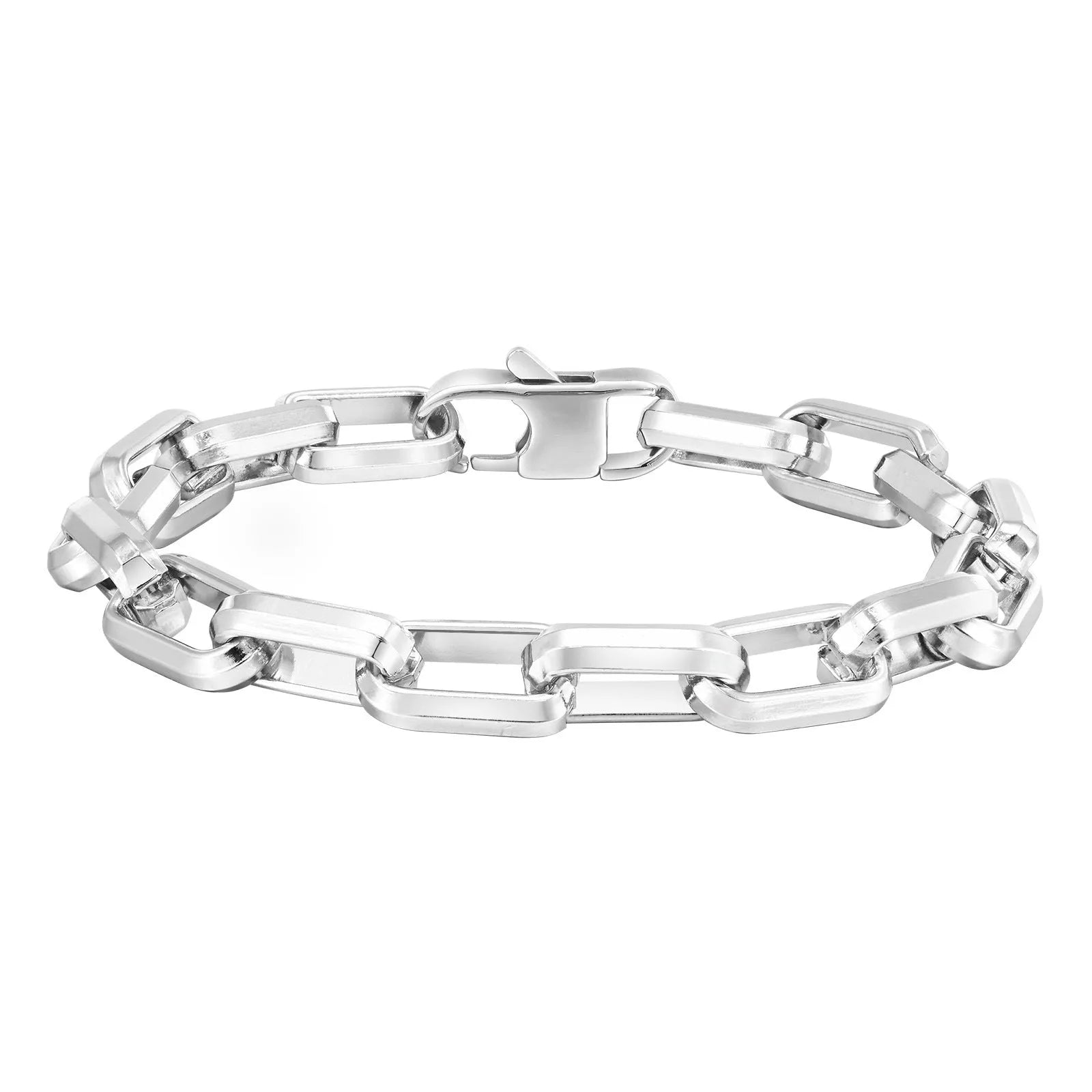Men's titanium steel bracelet with square chain design in electroplated finish
