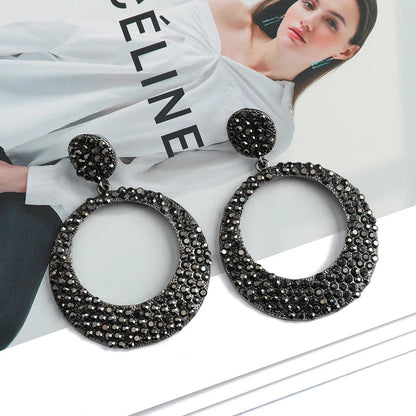 European American fashion metal alloy large pendant earrings with 3 cm diameter round cartoon design in colour options