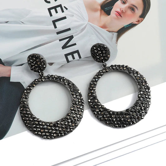 European American fashion metal alloy large pendant earrings with 3 cm diameter round cartoon design in colour options