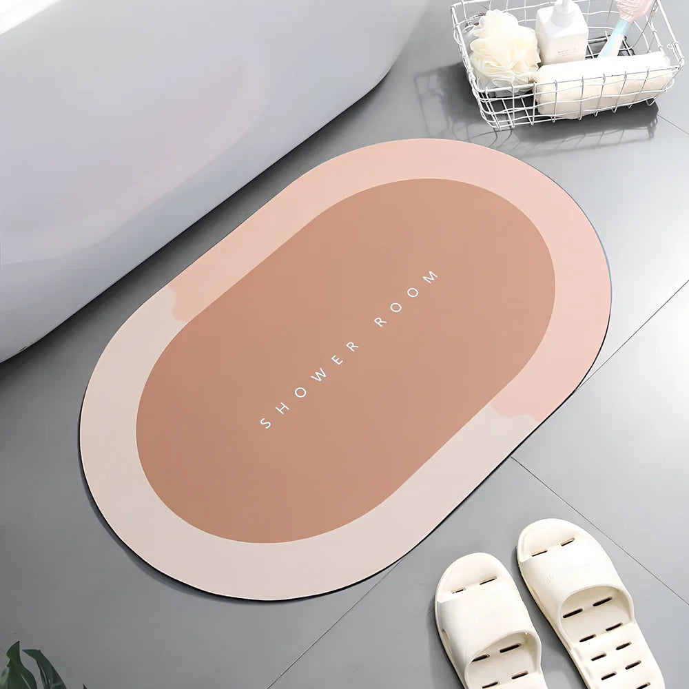 Diatom mud bathroom mat 400x600mm with natural grey colour and non-slip backing